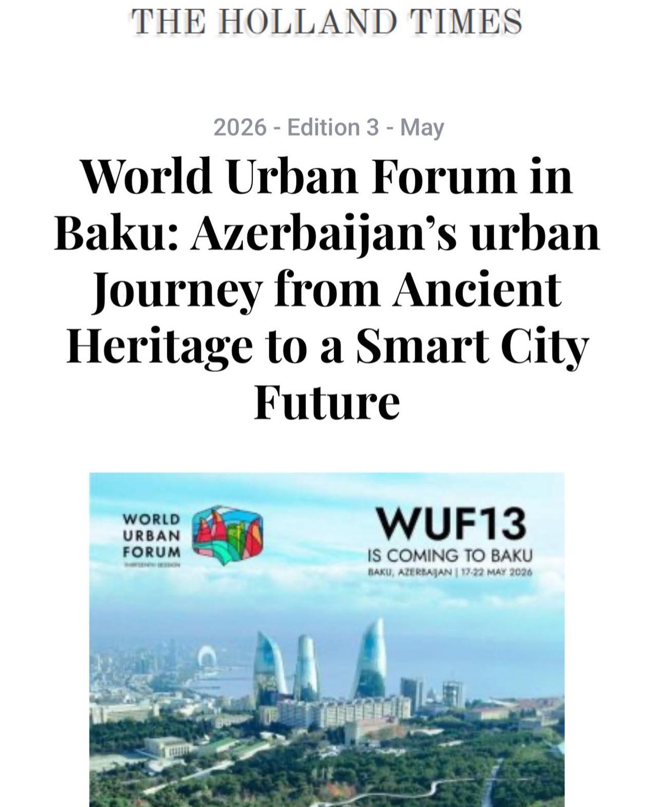 World Urban Forum in Baku: Azerbaijan’s Urban Journey from Ancient Heritage to a Smart City Future Xeber basligi