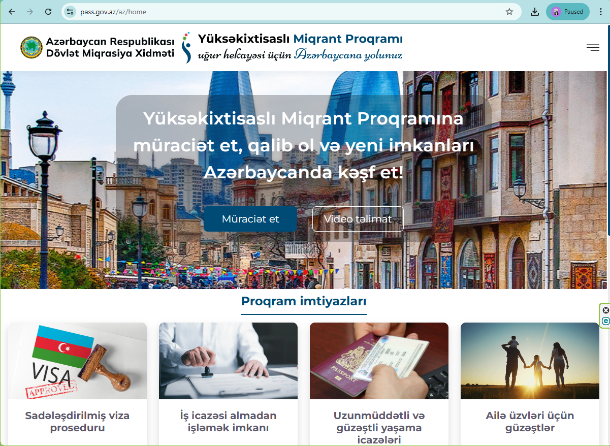Yüksəkixtisaslı Miqrant Portalı istifadəyə verilmişdir Xeber basligi